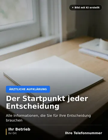 Beitrag „Der Startpunkt jeder Entscheidung“ als Muster: Ein offener, leerer Ordner liegt auf einem Schreibtisch in einer ruhigen Praxis.