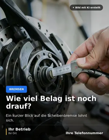 Beitrag „Wie viel Belag ist noch drauf?“ als Muster: Nahaufnahme einer Fahrrad-Scheibenbremse mit Bremsscheibe und Bremssattel, eine Hand misst mit einer Lehre die Stärke des Bremsbelags.