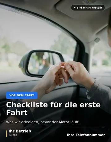Beitrag „Checkliste für die erste Fahrt“ als Muster: Hände stellen in einem sauberen Auto den Innenspiegel ein, seitlich fällt Tageslicht durchs Fenster.