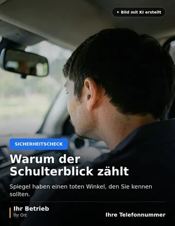 Beitrag „Warum der Schulterblick zählt“ als Muster: Seitenansicht einer Person im Auto, die den Kopf über die Schulter dreht, im Hintergrund unscharf der Innenspiegel.