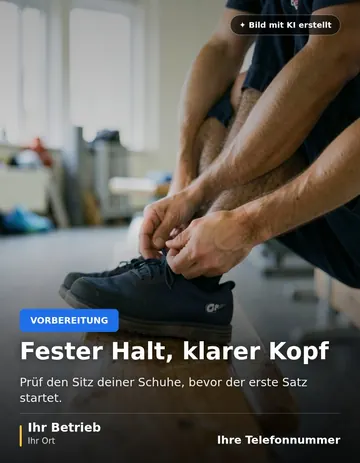 Beitrag „Fester Halt, klarer Kopf“ als Muster: Seitliche Aufnahme einer Person, die auf einer Holzbank sitzt und ihre Sportschuhe zubindet.