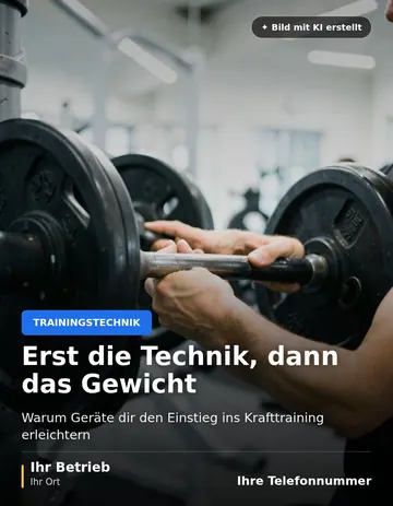 Beitrag „Erst die Technik, dann das Gewicht“ als Muster: Nahaufnahme von Händen an einer beladenen Hantelstange in einem Ständer, im Hintergrund ein helles Studio.