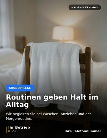 Beitrag „Routinen geben Halt im Alltag“ als Muster: Ein weißes Handtuch hängt über der Lehne eines Holzstuhls im warmen Licht einer Nachttischlampe im Schlafzimmer.
