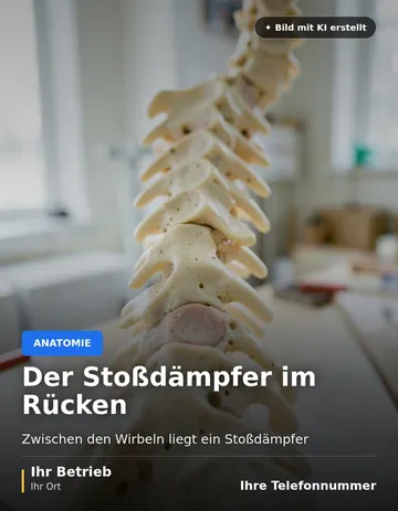 Beitrag „Der Stoßdämpfer im Rücken“ als Muster: Detailaufnahme eines Wirbelsäulenmodells mit Fokus auf die Zwischenwirbelräume.