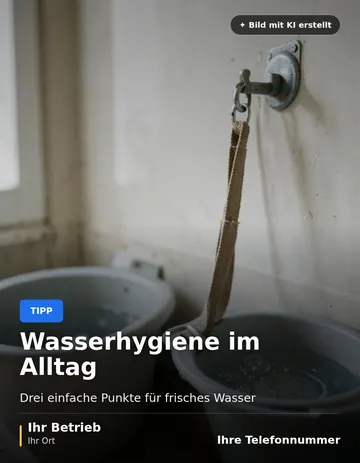 Beitrag „Wasserhygiene im Alltag“ als Muster: Eine Leine hängt an einem Haken neben einer Schale mit Wasser.